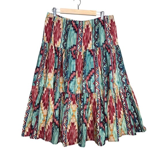 Faz N Denz Womens Southwestern Vest Skirt Set‎ Large Made in USA Cotton Aztec - Picture 4 of 14